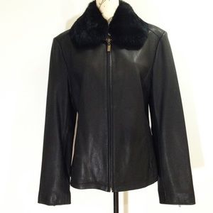 Marvin Richards Black Leather Rabbit Fur Jacket L
